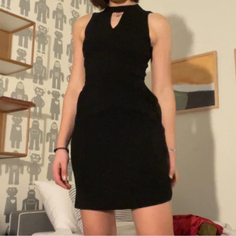 Black office knee length semi formal dress